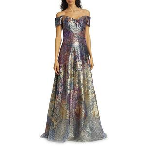 Rene Ruiz Collection Sequin Off-The-Shoulder Gown US 8 $1795